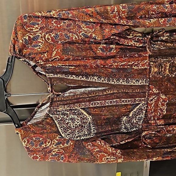 💕ZARA💕 Printed Midi Dress 8913/829 ~ Brick Multi-Color Abstract Print Small - Picture 8 of 15